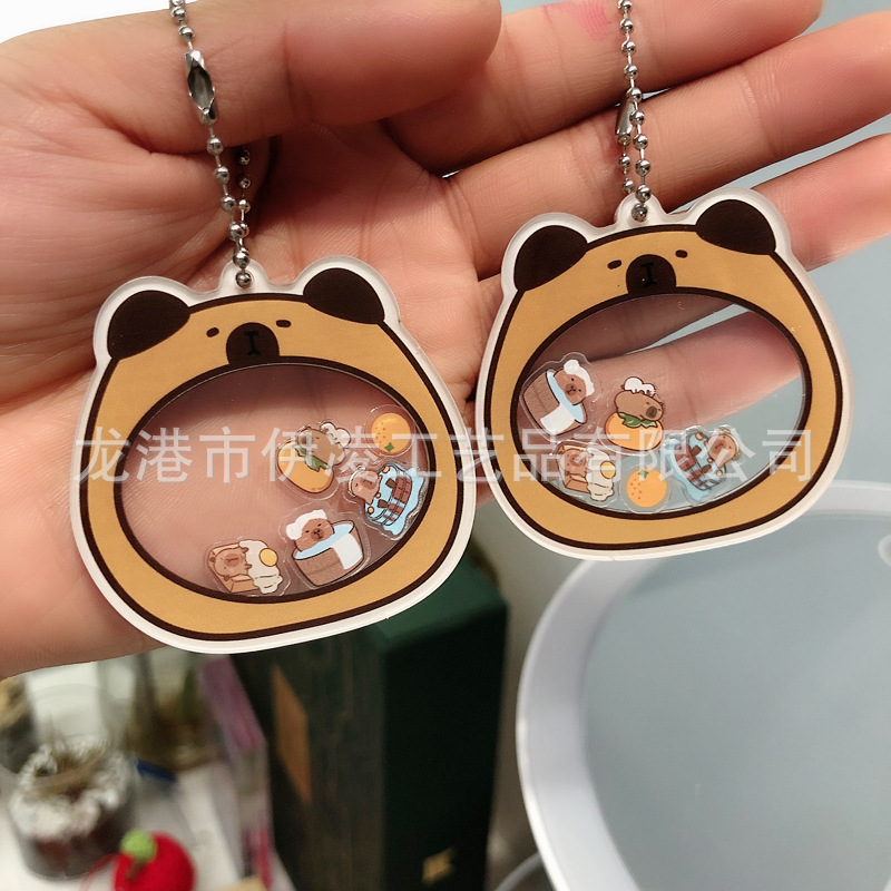 Picture of Cute cartoon capabala capybara rocker pendant high-looking simple gift keychain for girlfriend