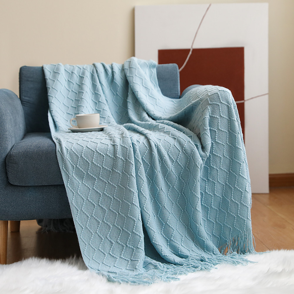 Picture of INS Sofa blanket Cover blanket Knitted Small blanket Diamond Nap blanket Air-conditioning blanket Bed Cover blanket Lunch Break blanket