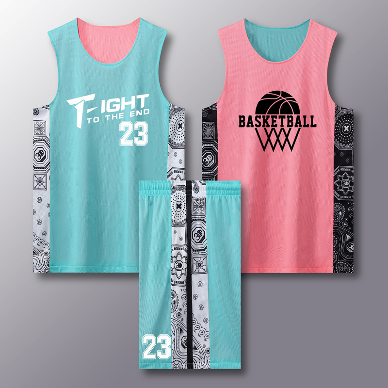 New double-sided basketball uniform suit printing male and female students competition sports training children's team uniform jersey printing number