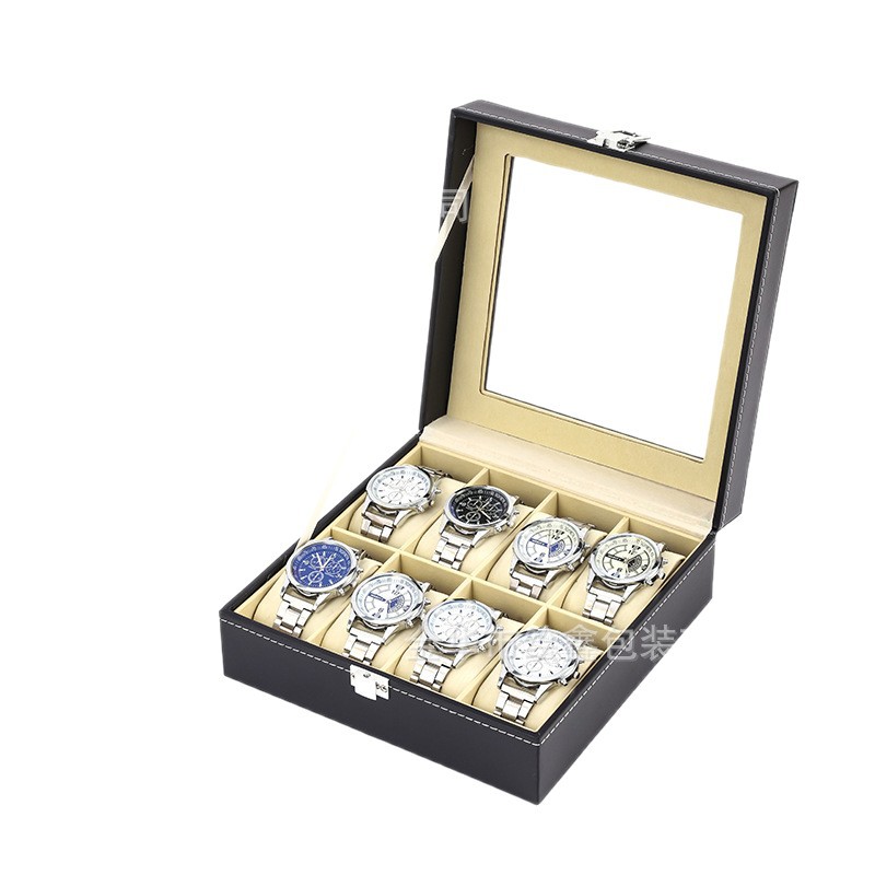 Picture of Leather Watch Storage Box Dustproof Glass Cover Watch Box Watch Jewelry Box Bracelet Watch Box Watch Storage