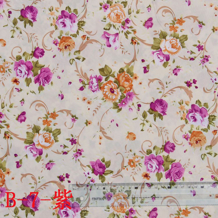 Heat Transfer Printing Factory in stock 4 Color Beige Base Fabric Purple Small Rose Pattern DIY Peach Fleece Printed Cloth