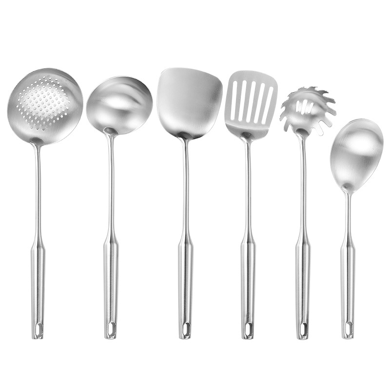 Picture of 304 stainless steel household kitchenware spatula colander heat insulation handle sanding hotel cooking set can be ordered logo