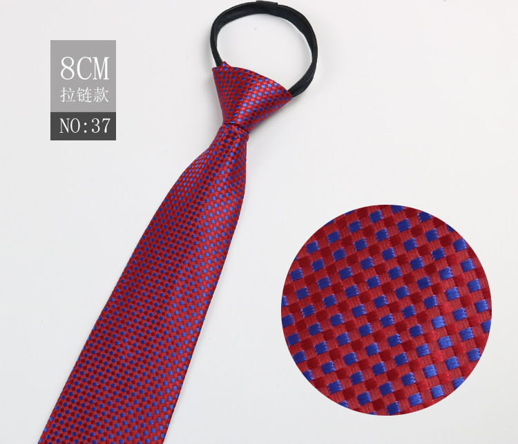 Picture of Factory Black Men's Tie Striped Blue Business Tie Lazy People Knot Free Zipper Tie in stock Wholesale