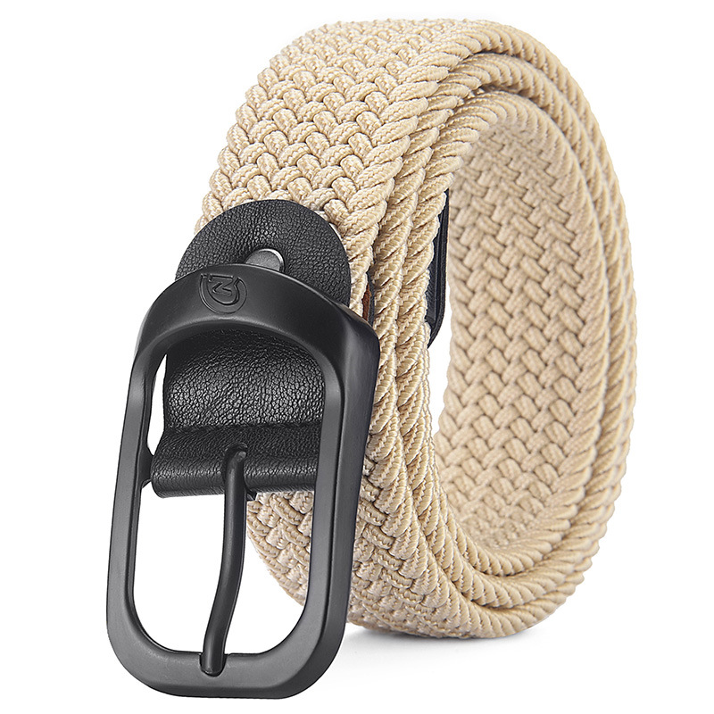 Picture of Korean-style Casual Couple Student Pin Buckle Belt Black Belt All-match Elastic Woven Punch-free Belt
