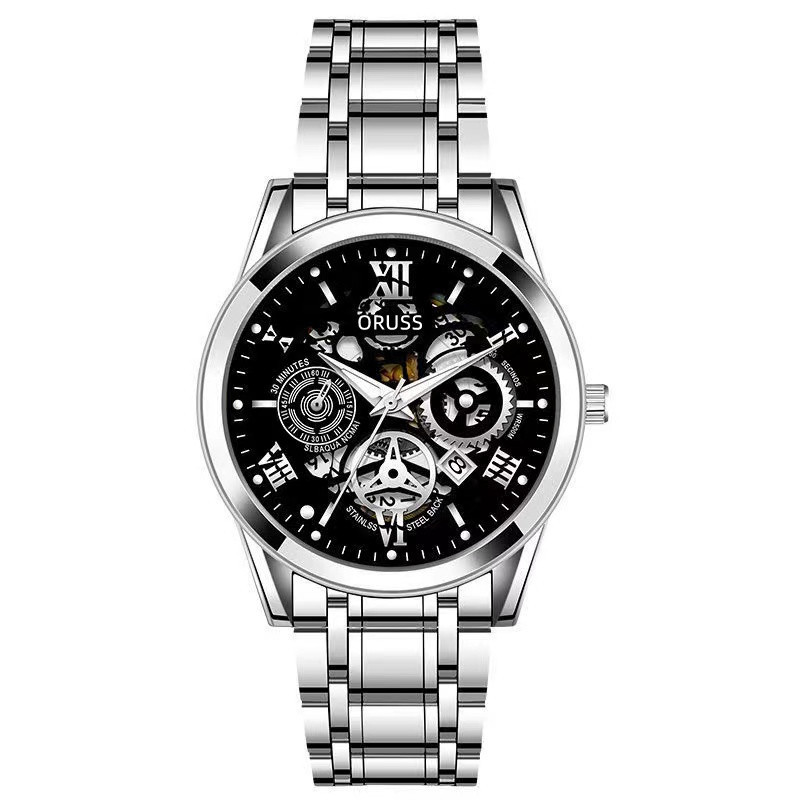 Picture of Official Movement Watch Swiss Brand Men's Watch Waterproof Men's Watch Luminous Watch Hollow-out Diamond Set Watch Calendar Fashion Watch