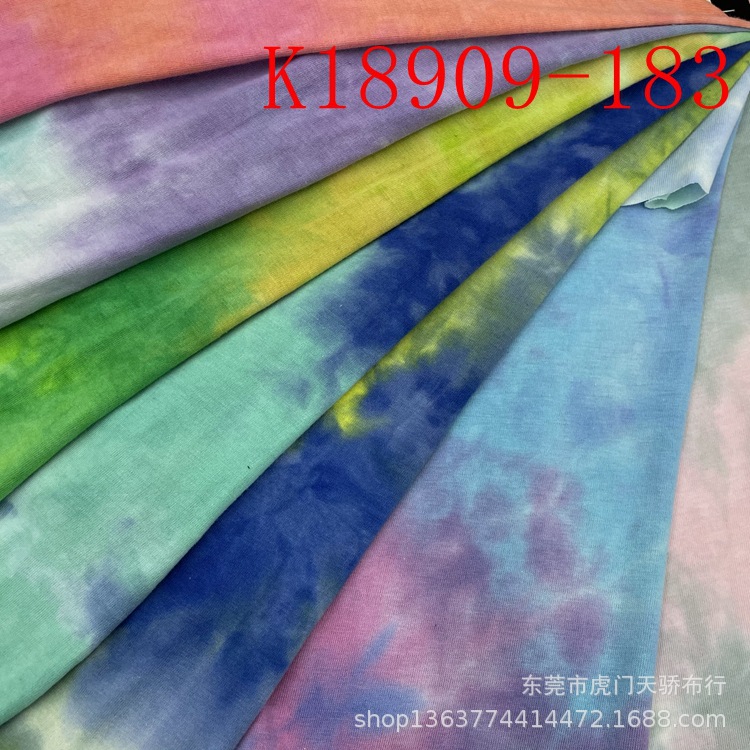 Spot supply knitted cotton single-sided Jersey tie-dyed printing 26 cotton plain cloth tie-dyed spring and summer T-shirt fabric