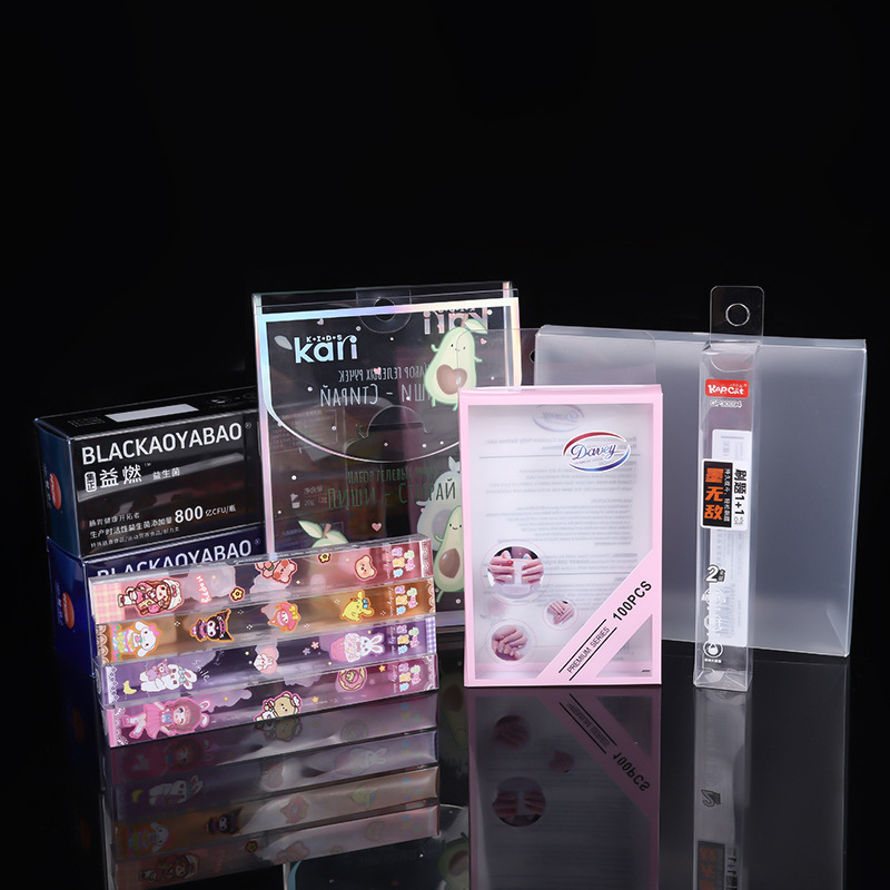 in stock printing bronzing craft stationery watercolor crayon pvc transparent packaging plastic box buckle cover box manufacturers