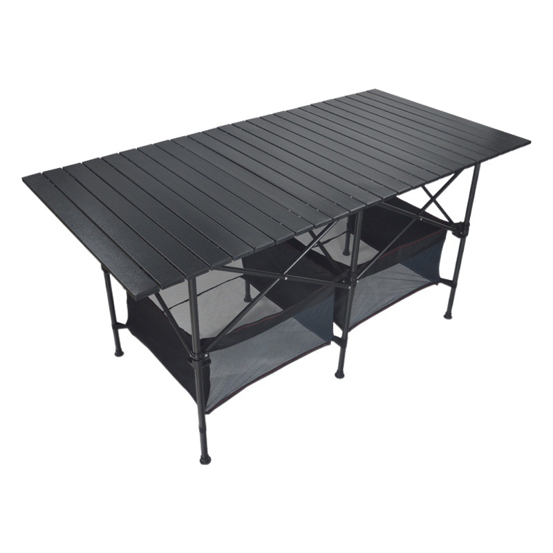 Outdoor Lifting Folding Table Anti-Wood Grain Egg Roll Backpack Simple Table Portable Aluminum Alloy Picnic Barbecue Table
