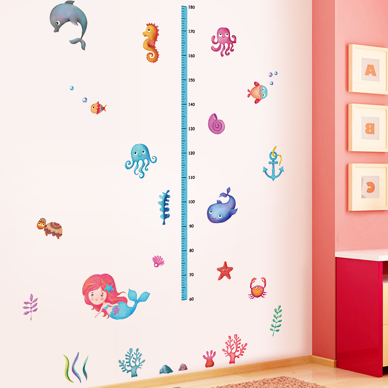 Wall stickers manufacturers wholesale new underwater world beauty female height children's room bedroom height wall stickers SK7197