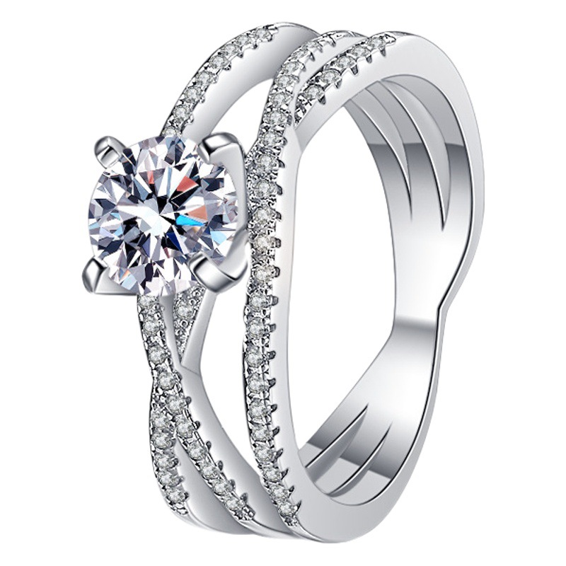 Moissanite Ring 925 Sterling Silver Plated Pt950 Carat Ring Fashion Accessible Luxury Jewelry Ring Spot Wholesale Cross-Border