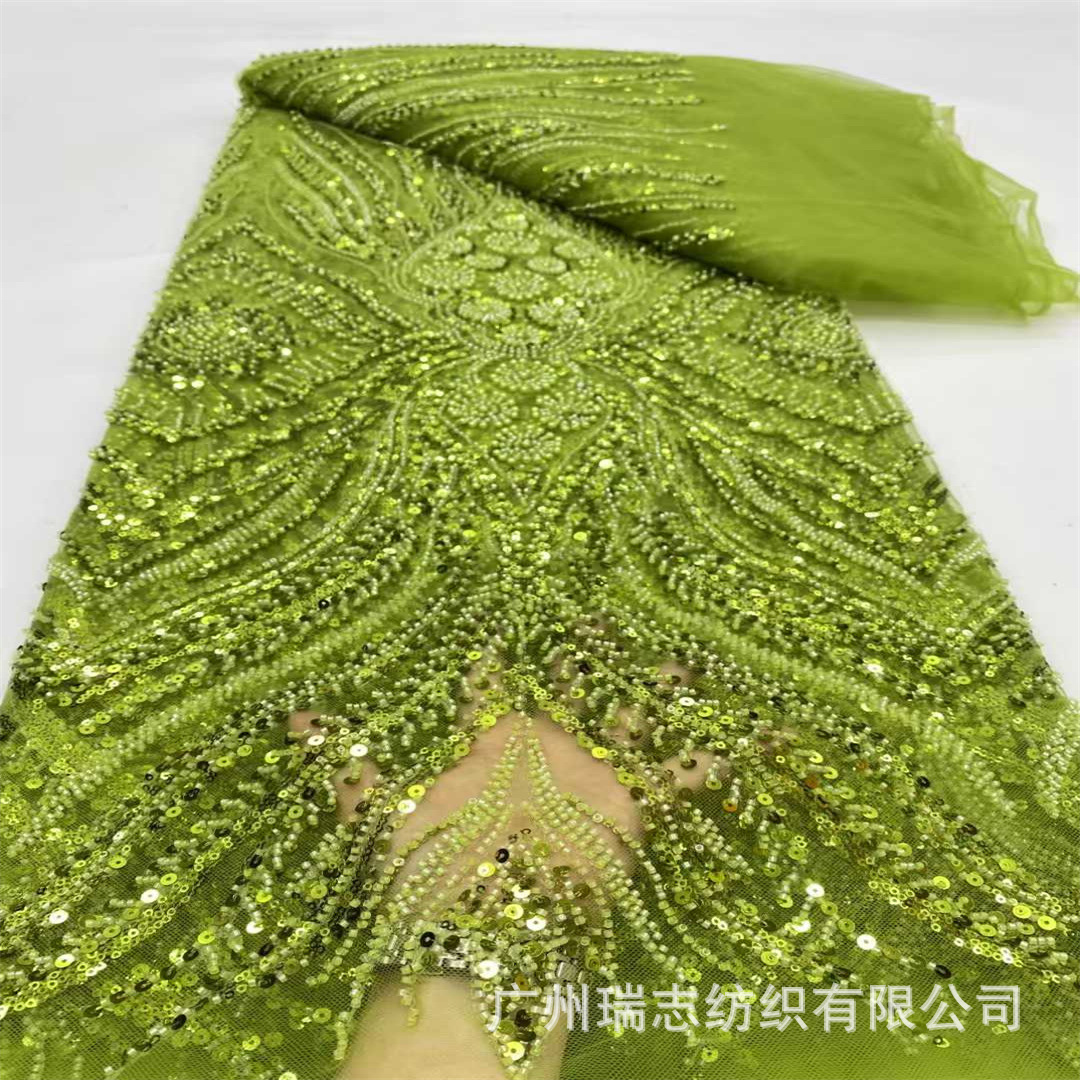 Wedding Lace High-End French Wedding Dress Evening Dress Waist Fishtail Small Tail Heavy Bead Tube Embroider Fabric