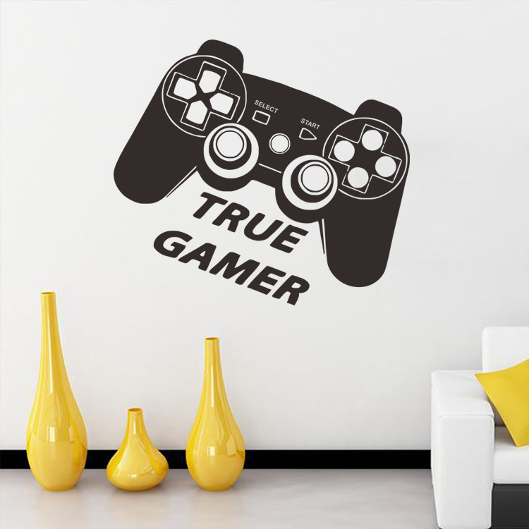 Foreign trade AliExpress new carved game handle living room TV background wall decorative wall stickers KS062