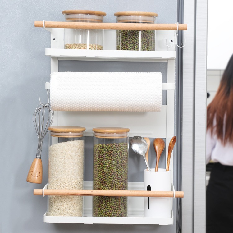 Picture of Japanese-Style Refrigerator Magnetic Absorption Storage Rack Side Storage Rack Wall-Mounted Multi-Layer Side Magnet Refrigerator Side Wall Hanger
