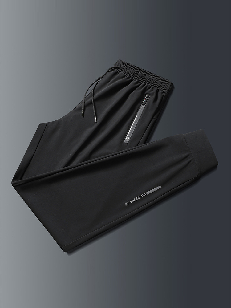 Outdoor Ice Silk Pants Men's Ultra-Thin Summer Men's Pants High Elastic Sports Casual Pants Quick-Drying Silky Cool Straight Pants