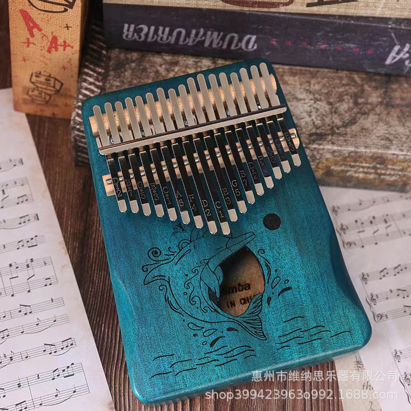 Picture of Thumb Piano 17-Tone Kalimba Kalimba 21-Tone Kalimba Finger Piano Instrument Solid Wood Rainbow Model