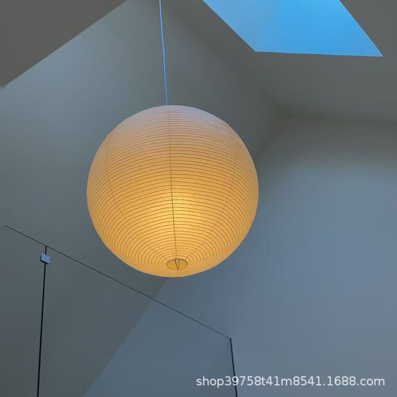 Picture of Noguchi paper lamp round bedroom chandelier Japanese hotel homestay chandelier clothing store bar paper art chandelier cage