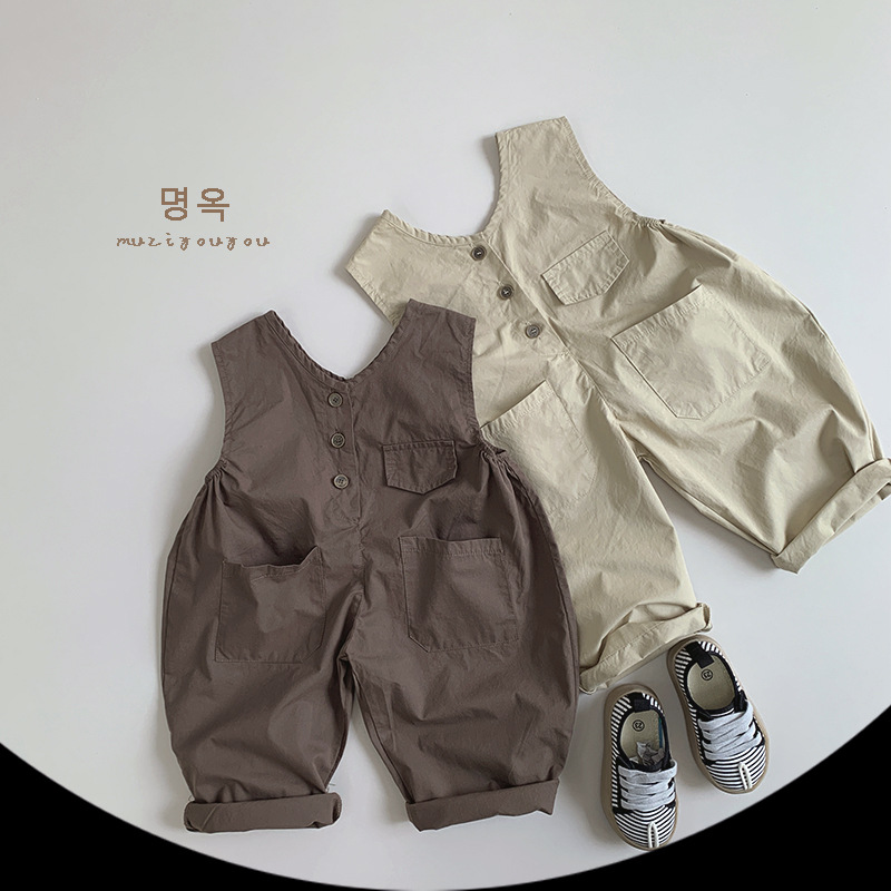Picture of Spring and Summer Fashionable Style Children's Thin Strappy Pants for Boys and Girls New Korean Style Mori Retro One-Body Clothes Baby Children's Clothing