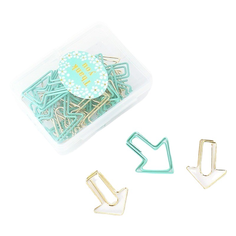 Cross-border direct supply creative modeling special-shaped love arrow paper clip cute color plastic box metal paper clip