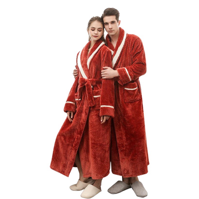 Autumn and Winter Plus Size Thickened Nightgown Bathrobe Foreign Amazon Cross-border E-Commerce Couple Home Clothes Explosions