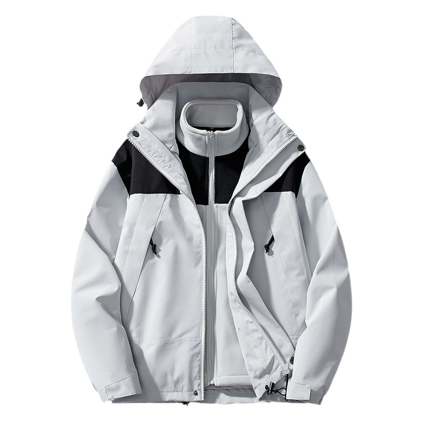Outdoor Charge Clothes Three-in-One Men's Autumn and Winter Thickened Jacket Windproof Water-splashing Two-piece Mountaineering Suit Women's Printed