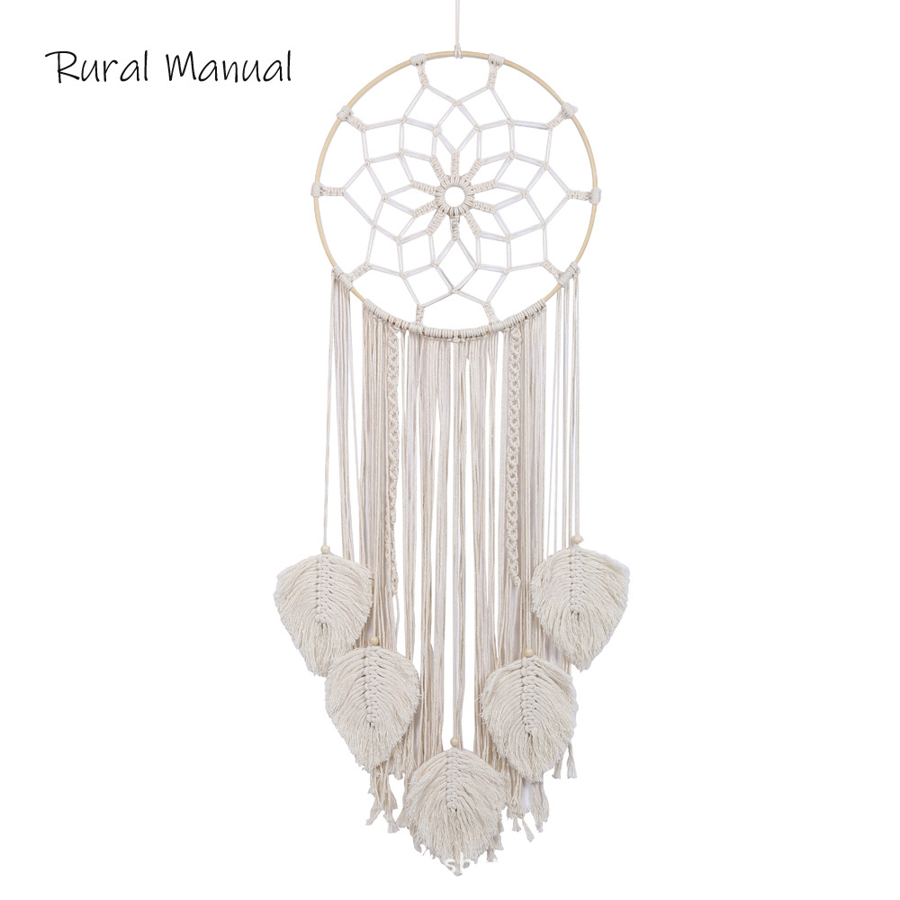 Picture of Nordic Leaf Dream Catcher Hand-woven Tapestry Homestay Home Background Wall Decoration Wall Hanging Amazon Supply