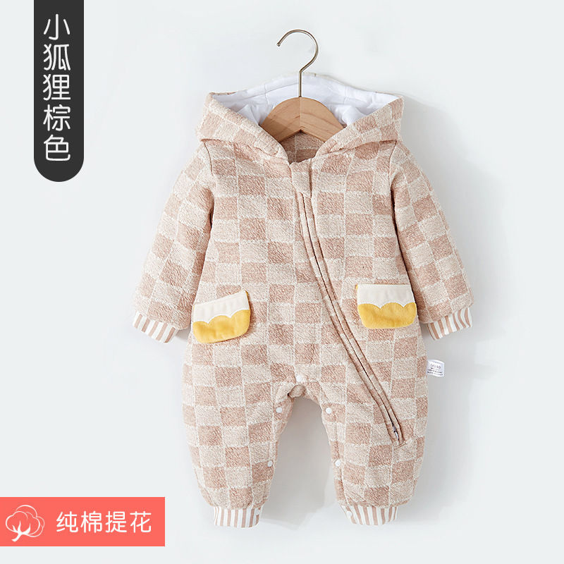 Picture of Factory Direct Supply Baby Jumpsuit Autumn and Winter Outerwear Baby Warm Romper Toddler Winter Thickened Cotton-Padded Outfit for Going Out