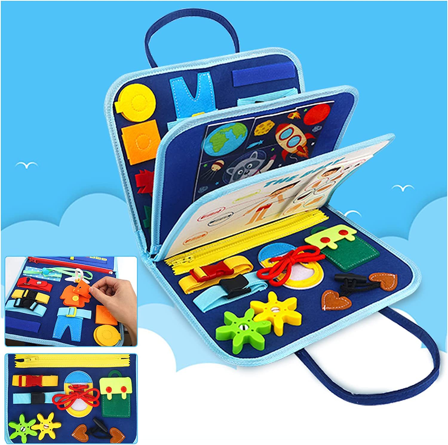 Felt learning board children's educational early education cognitive toys portable folding DIY life busy board cross-border wholesale