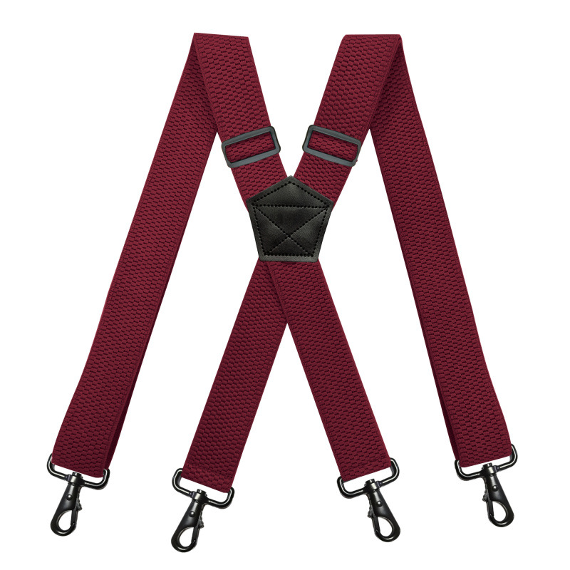 Picture of Cross-Border Supply Adult Men's 4-Clip Suspenders 3.8cm X-Type Corn Pattern Elastic Suspenders Black Hook Buckle in Stock