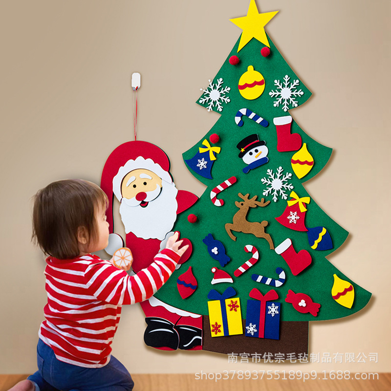 Cross-Border Felt Christmas Tree Children's DIY Felt Christmas Tree Three-Dimensional Calendar Non-Woven Fabric Christmas Tree Pendant Handmade