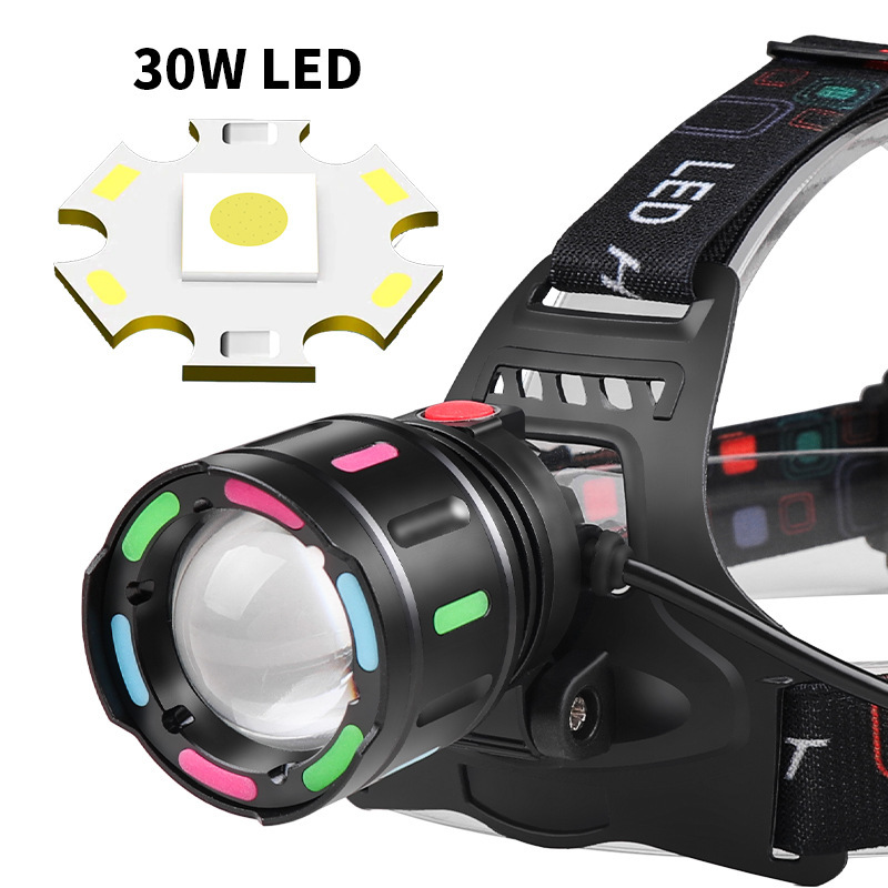 Picture of Cross-Border New White Laser Headlight Field Strong Light Rechargeable Outdoor Climbing Night Fishing Zoom Head-Mounted Flashlight