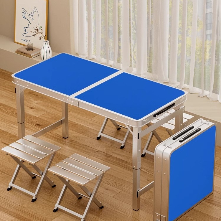 Outdoor Stall Small Table Aluminum Alloy Folding Portable Camping Style Outdoor Dining Table and Chairs Street Stall Promotion Table