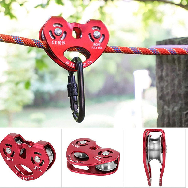Cross-Border heart-shaped double pulley outdoor Mountaineering Rock climbing pulley set high-altitude transportation equipment love lifting rescue pulley