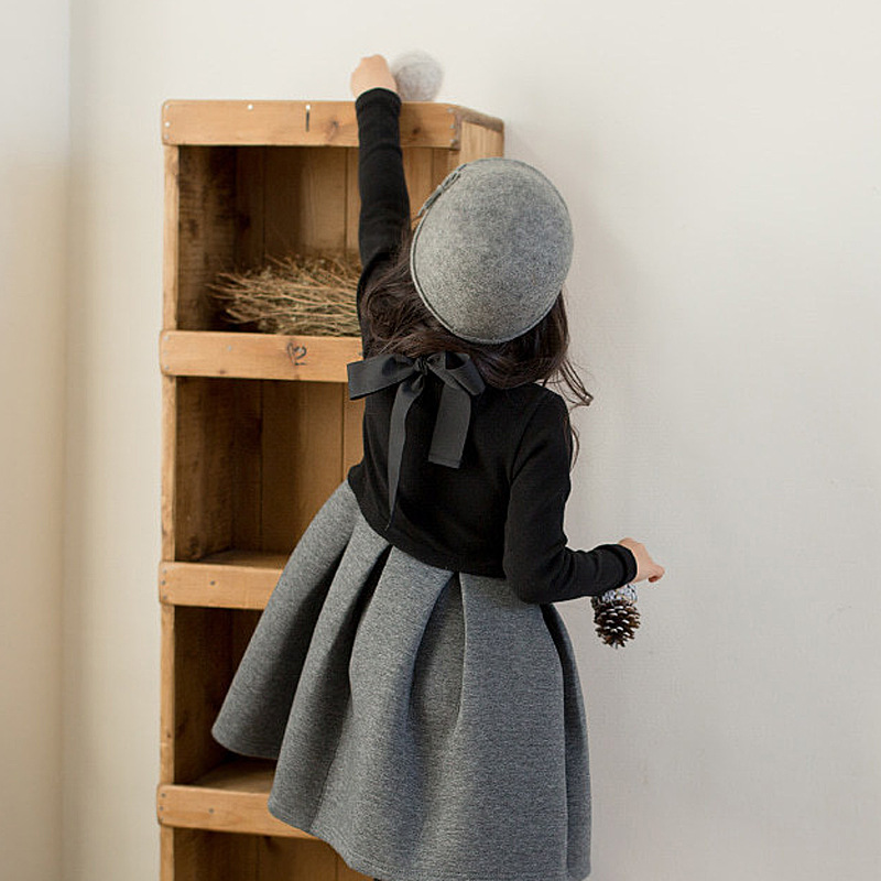 Picture of Girls' Winter Dress Air Layer Girls' Korean Style Children's Wear Fleece-Lined Baby Girl Princess Dress Spring and Autumn Western Style