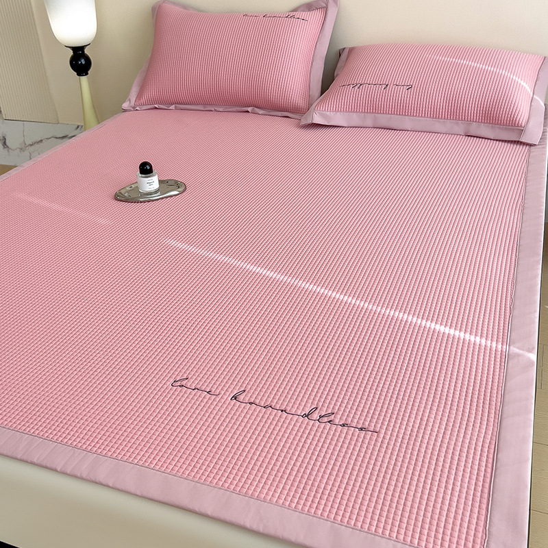 Picture of Category a Maternal and Infant Grade Waffle Ice Bean Mat Three-Piece Set Classy Ice Silk Mat Fitted Sheet Summer Air-Conditioned Soft Mat