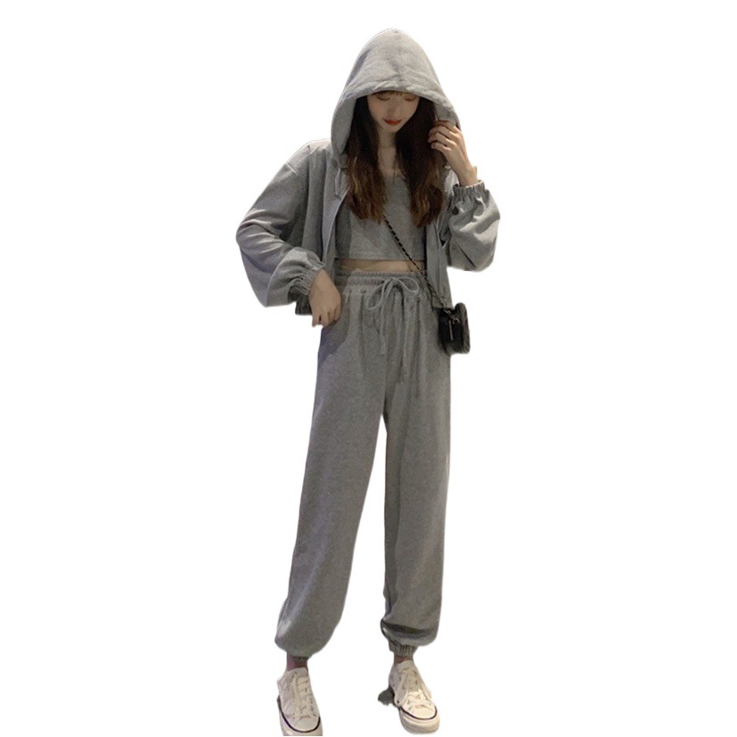 2023 Autumn New loose thin hoodie casual three-piece jacket casual fashion sportswear suit
