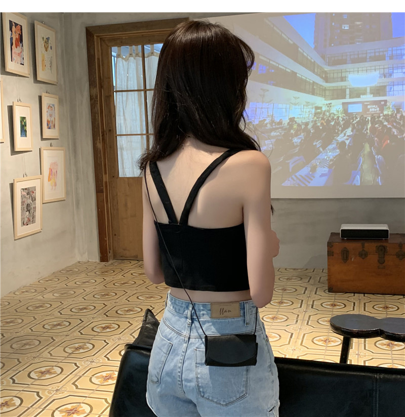 White Short Strap Sleeveless Vest Women's 2021 Summer New Outer Wear Inner Top Slim-fit Sexy Base Shirt