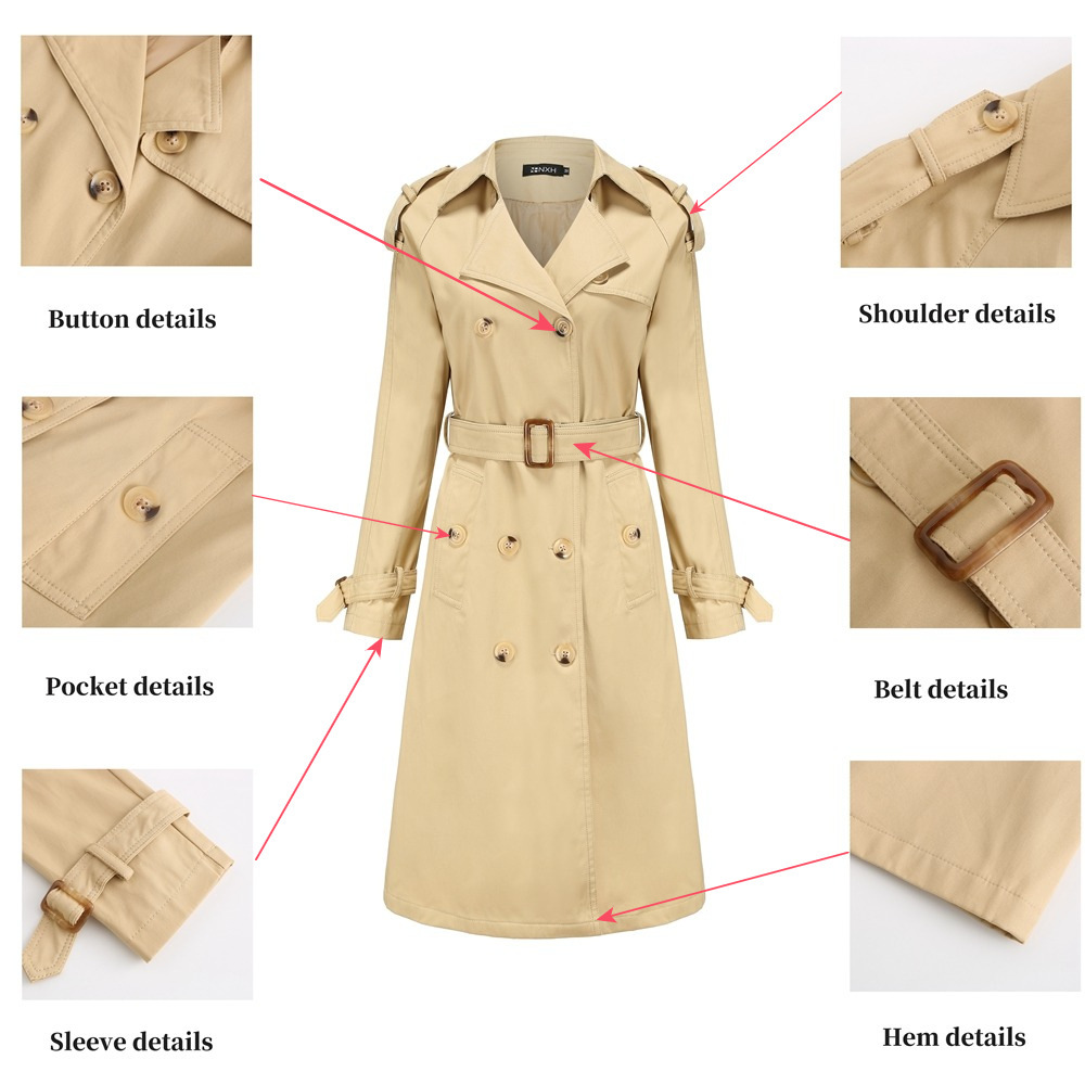 Picture of Russia Hot selling women's Russian temperament girl elastic waist suit collar trench coat jacket