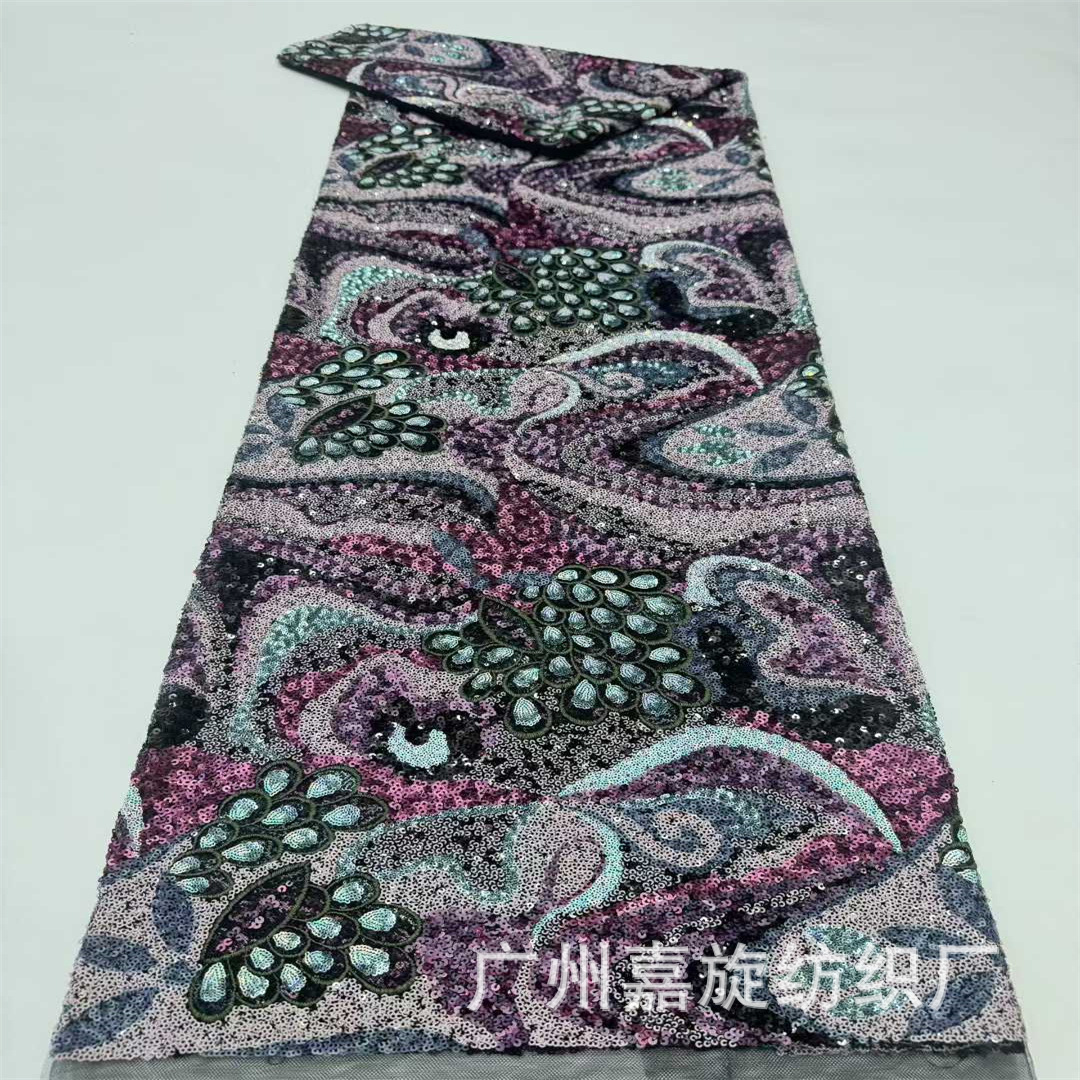 5 yards of lace a variety of laminated sequins plant pattern embroidered fabric European and American high-end dresses stage clothes cheongsam fabric