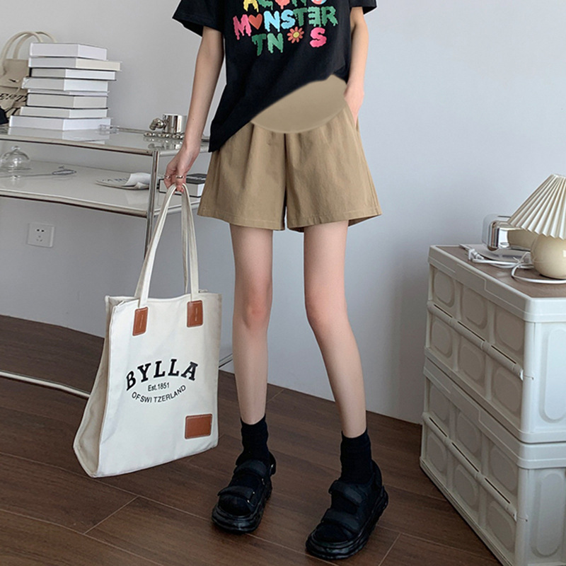 Picture of Maternity Pants, Ice Silk Cotton and Linen Shorts, Wide-Leg Pants, Loose Slimming Look A-Line Cargo Shorts, Casual Sports Outer Wear