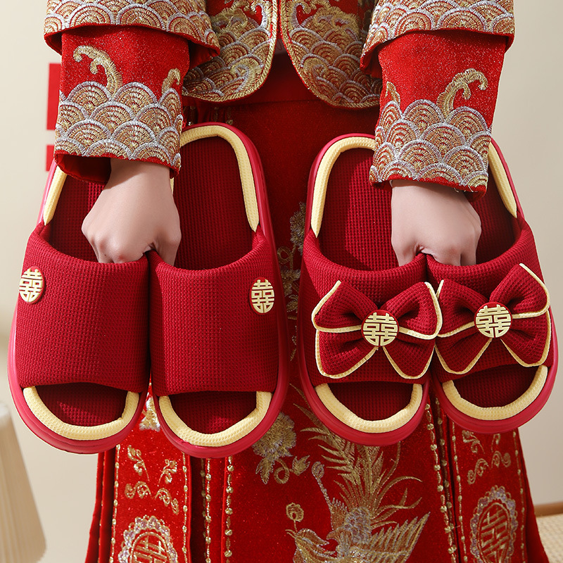 Wedding Slippers Festive Red Pair of Summer Eva Couples High-end Wedding Shoes Home Wedding Slippers
