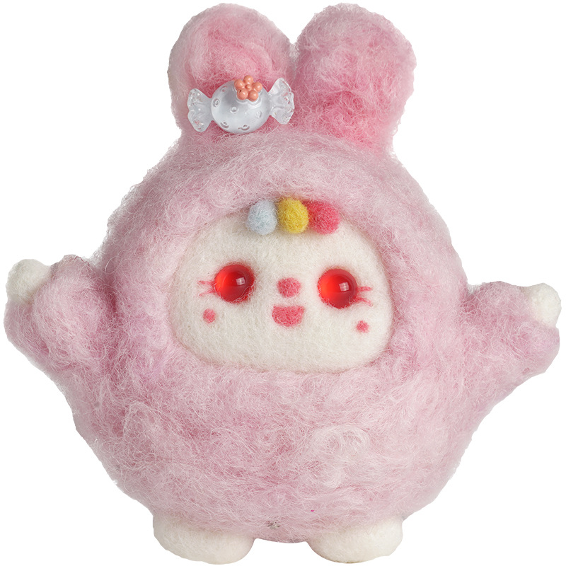 Picture of Velvet rabbit New Year Cartoon Doll wool felt pokes diy material package handmade gift pendant New Year