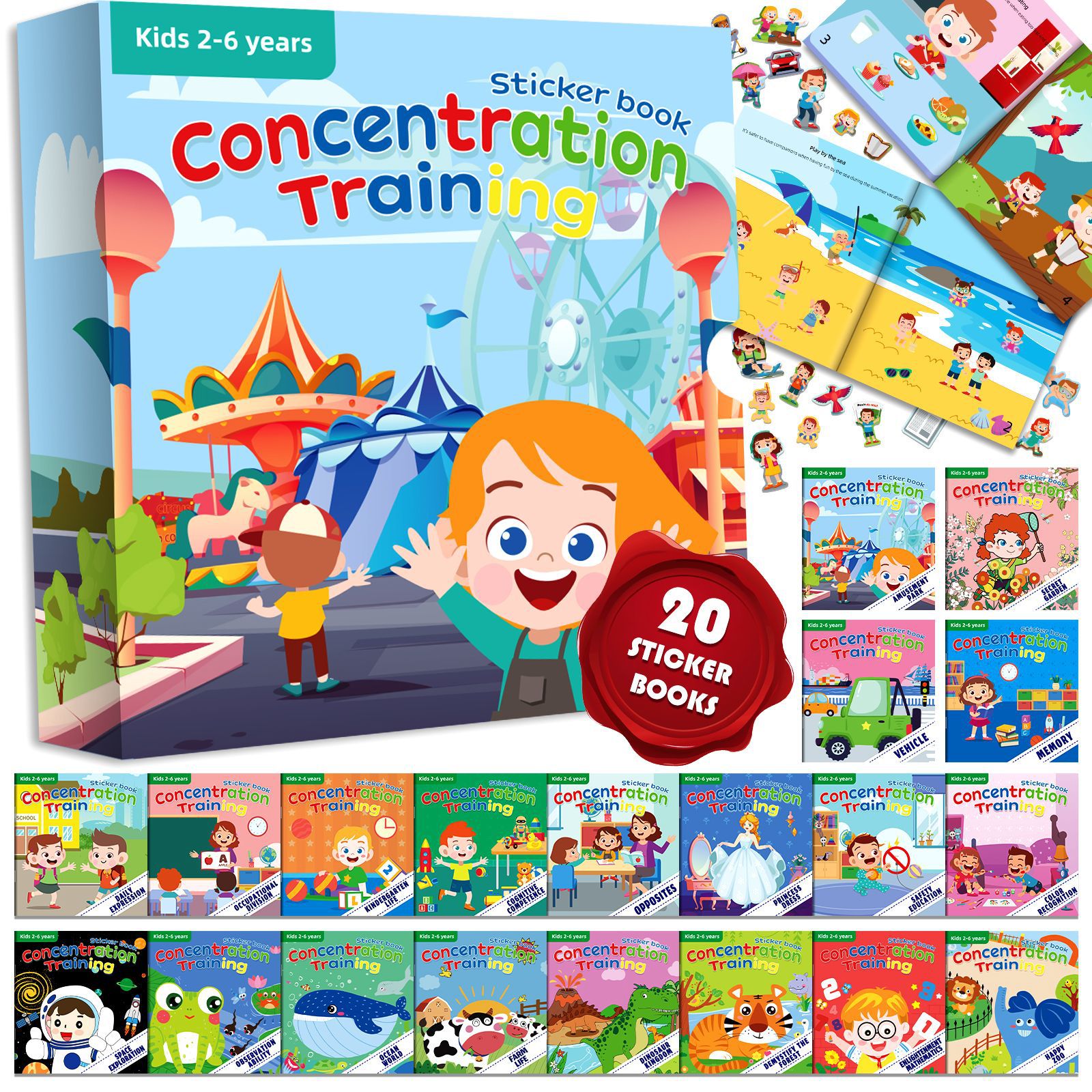 20 volumes of Amazon cross-border new sticker book concentration potential development sticker children enlightenment baby early teaching