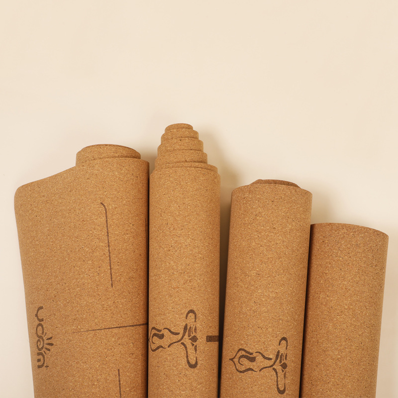 Picture of [cork yoga mat] plus thick natural rubber gymnastics local tyrants mat laser engraving logo body position line printing