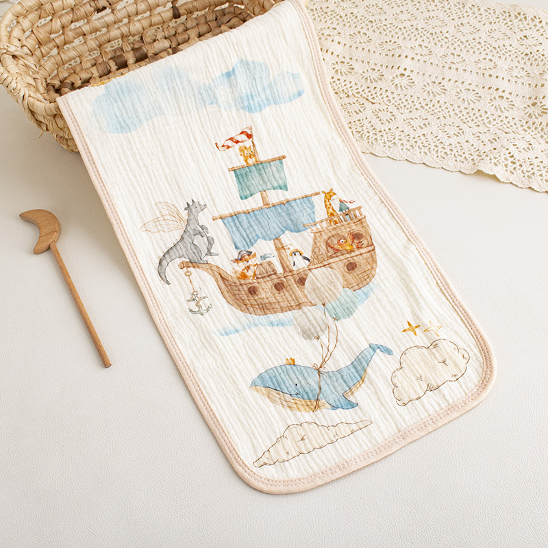 Picture of Class A baby saliva towel four layer cotton crepe square towel soft absorbent children's square towel kindergarten baby towel