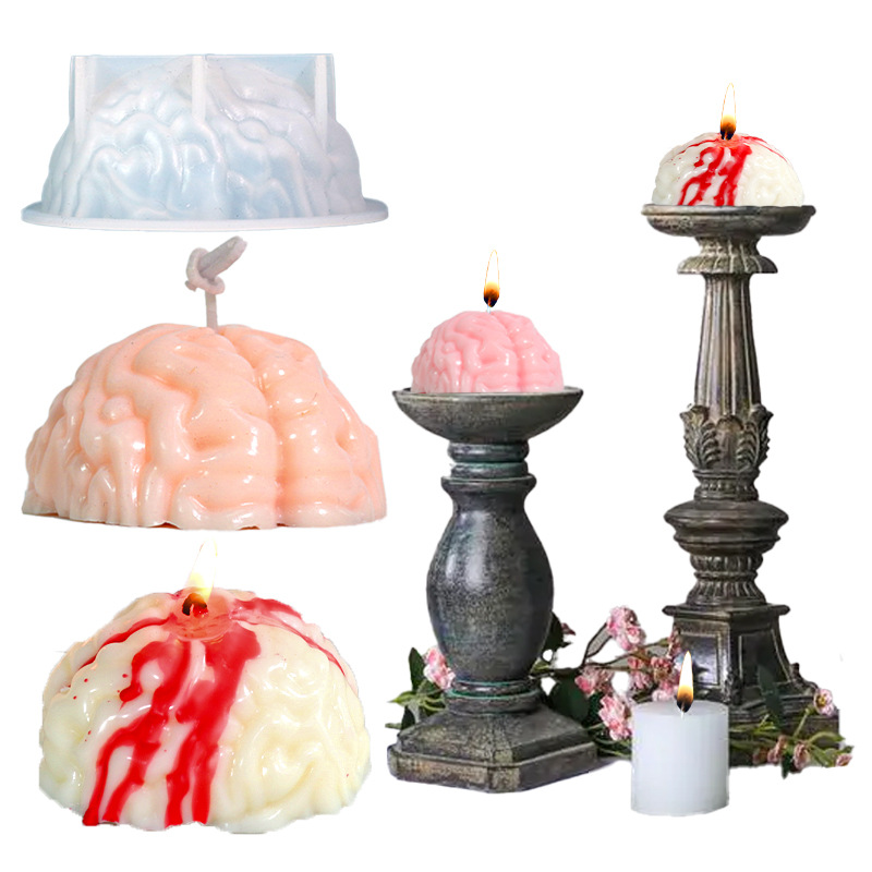 Elation diy epoxy mold Halloween human brain candle specimen decoration silicone mold cross-border exclusive