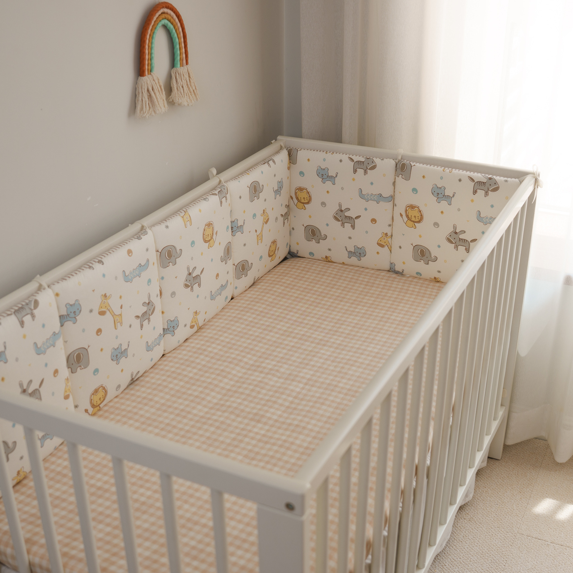 Baby crib newborn bedding baby anti-collision fence cotton khaki lion 30*30*6 whole wash