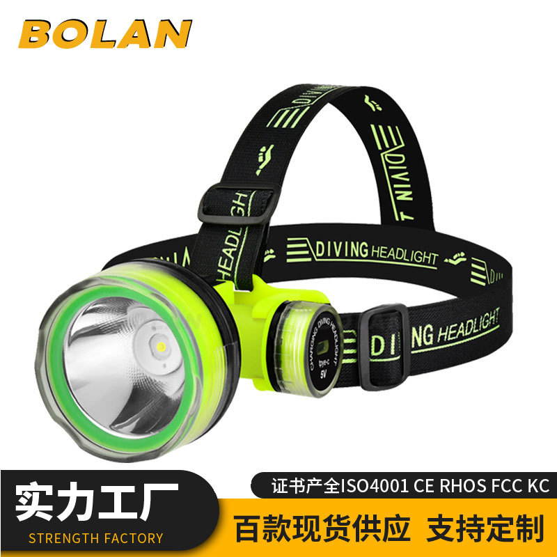 Outdoor new fixed focus diving headlight strong light head-mounted long endurance diving head-mounted lamp