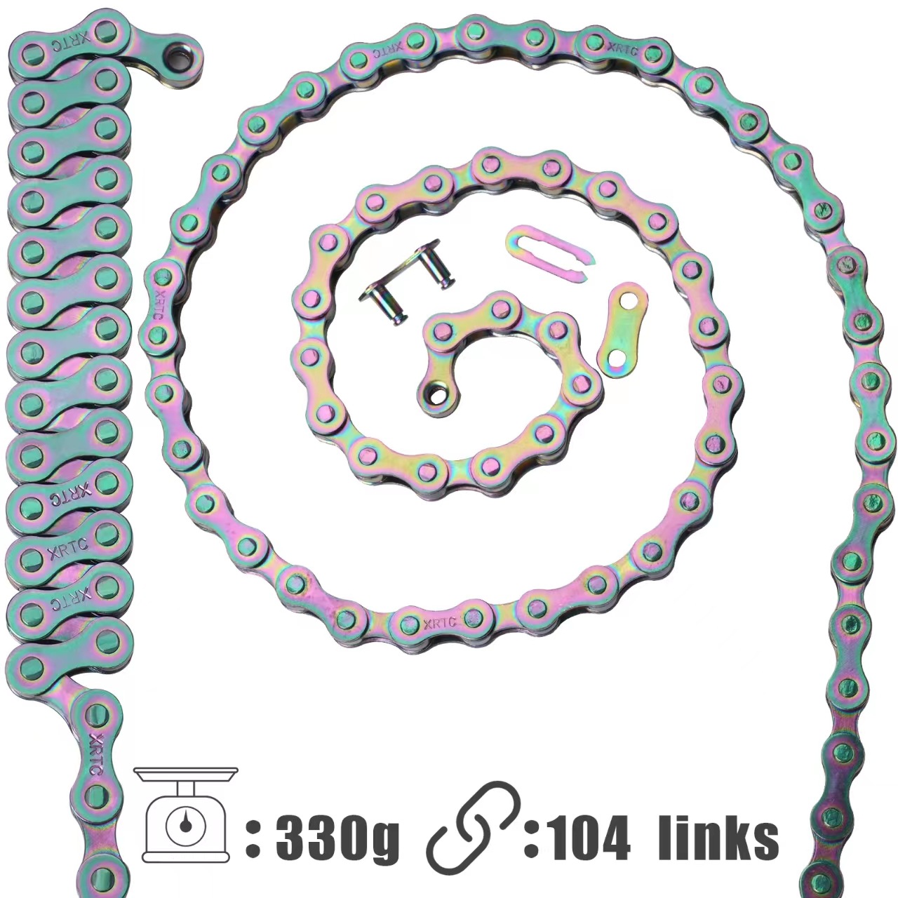 XRTC Bicycle Chain Single Speed Anti-rust City Children Color 1S Speed Bicycle Chain Boxed Durable Connector