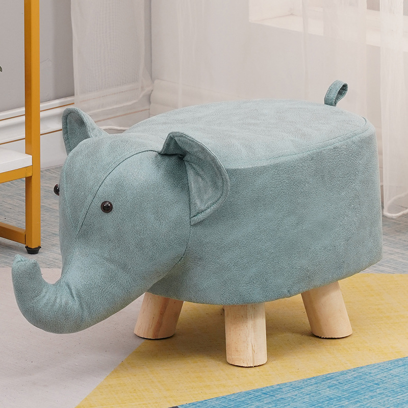 Picture of Elephant Stool children's animal stool solid wood shoe changing stool creative small stool home living room cartoon cute low stool