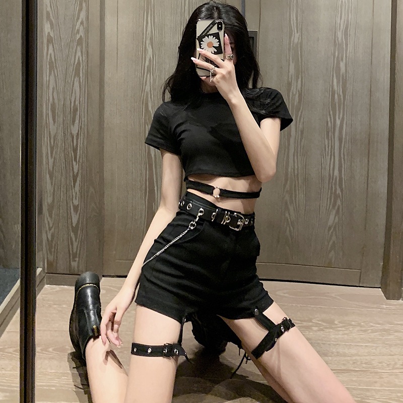 Cool Girl Wearing Dark Style Functional Style Bar suit Handsome Fried Street Dark Style Female World-weary Two-piece Set